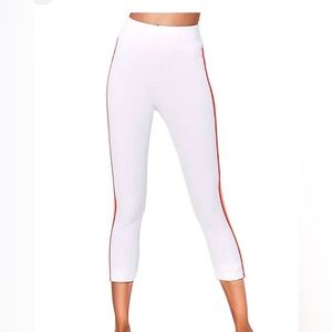 Spiritual Gangster White Crop Leggings Colorful Side Stripes Size Small Like New
